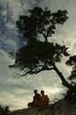 Monks at sunset